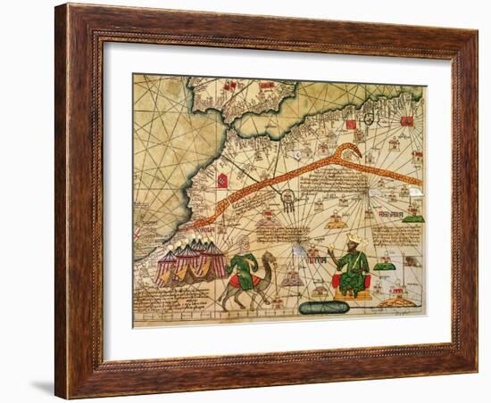 Detail of Copy of a Catalan Map of Europe and North Africa, Presented to Charles V of France-Abraham Cresques-Framed Giclee Print