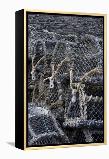 Detail of Crab Pots, Port Isaac, Cornwall, UK-Natalie Tepper-Framed Stretched Canvas