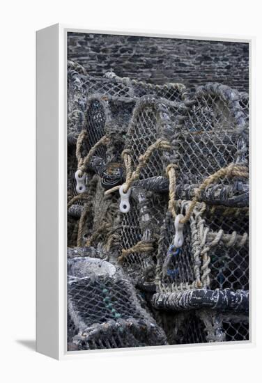 Detail of Crab Pots, Port Isaac, Cornwall, UK-Natalie Tepper-Framed Stretched Canvas