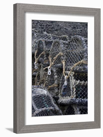 Detail of Crab Pots, Port Isaac, Cornwall, UK-Natalie Tepper-Framed Photo