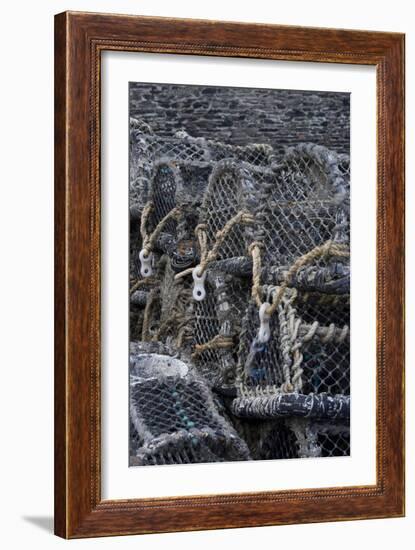 Detail of Crab Pots, Port Isaac, Cornwall, UK-Natalie Tepper-Framed Photo