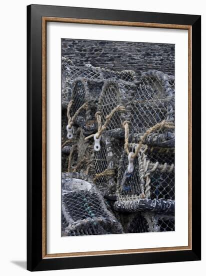 Detail of Crab Pots, Port Isaac, Cornwall, UK-Natalie Tepper-Framed Photo