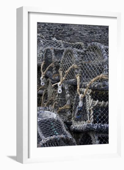 Detail of Crab Pots, Port Isaac, Cornwall, UK-Natalie Tepper-Framed Photo