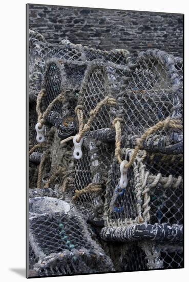 Detail of Crab Pots, Port Isaac, Cornwall, UK-Natalie Tepper-Mounted Photo