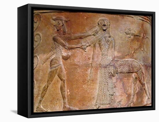 Detail of Cycladic Terracotta Relief of Perseus Killing Medusa-null-Framed Premier Image Canvas