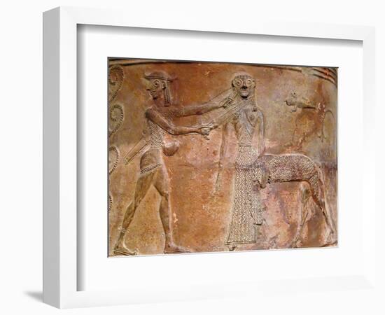 Detail of Cycladic Terracotta Relief of Perseus Killing Medusa-null-Framed Photographic Print