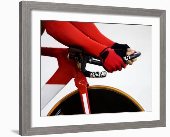 Detail of Cyclist Racing on the Velodrome Track, Athens, Greece-Paul Sutton-Framed Photographic Print