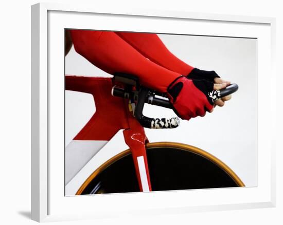 Detail of Cyclist Racing on the Velodrome Track, Athens, Greece-Paul Sutton-Framed Photographic Print