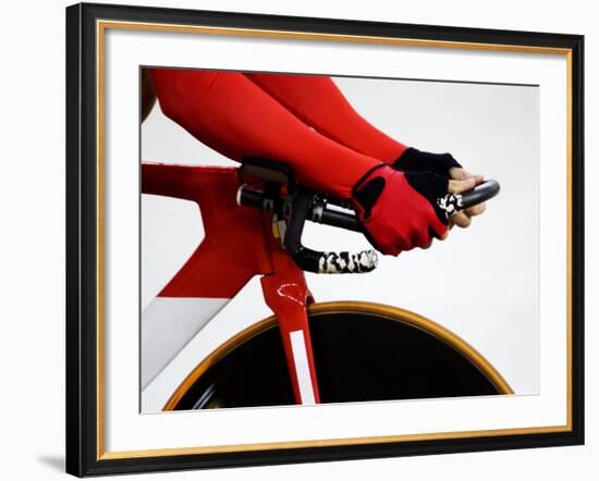 Detail of Cyclist Racing on the Velodrome Track, Athens, Greece-Paul Sutton-Framed Photographic Print