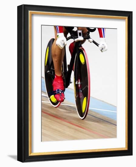 Detail of Cyclist Racing on the Velodrome Track, Athens, Greece-Paul Sutton-Framed Photographic Print