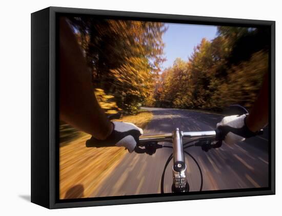 Detail of Cyclist View while Riding on the Roads-null-Framed Premier Image Canvas