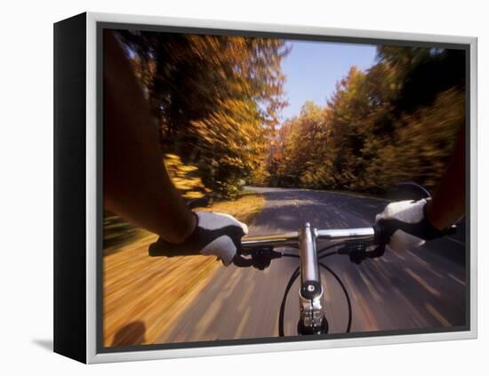 Detail of Cyclist View while Riding on the Roads-null-Framed Premier Image Canvas