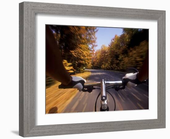 Detail of Cyclist View while Riding on the Roads-null-Framed Photographic Print