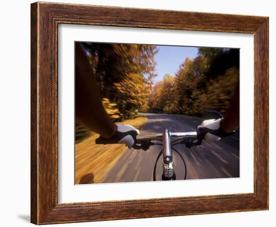 Detail of Cyclist View while Riding on the Roads-null-Framed Photographic Print