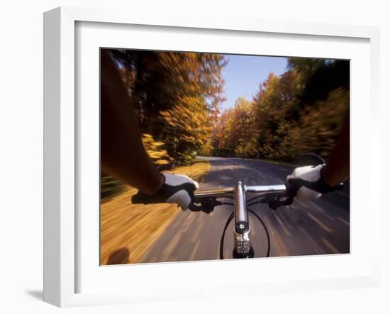 Detail of Cyclist View while Riding on the Roads-null-Framed Photographic Print