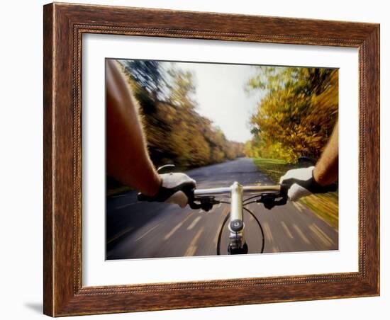 Detail of Cyclist View while Riding on the Roads-null-Framed Photographic Print