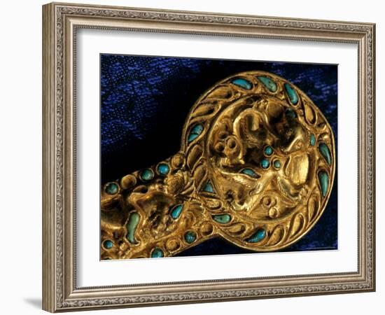 Detail of Dagger, Gold Artifacts from Tillya Tepe Find, Burial 4, Six Tombs of Bactrian Nomads-Kenneth Garrett-Framed Photographic Print