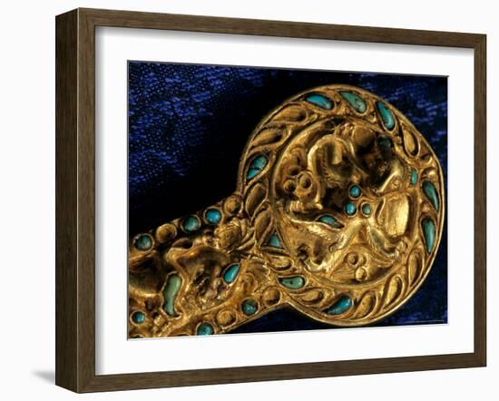 Detail of Dagger, Gold Artifacts from Tillya Tepe Find, Burial 4, Six Tombs of Bactrian Nomads-Kenneth Garrett-Framed Photographic Print