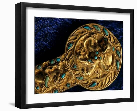 Detail of Dagger, Gold Artifacts from Tillya Tepe Find, Burial 4, Six Tombs of Bactrian Nomads-Kenneth Garrett-Framed Photographic Print