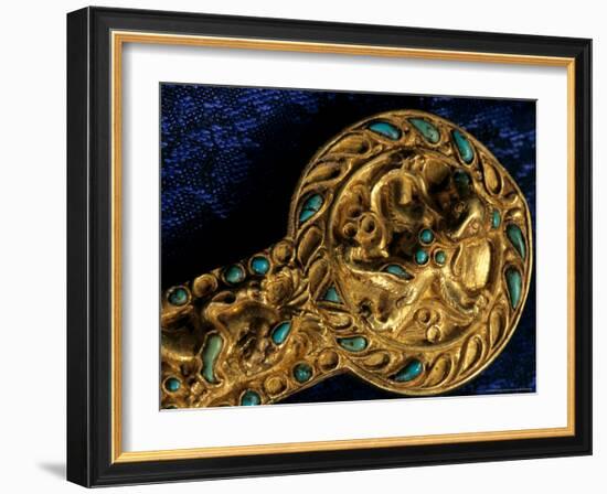 Detail of Dagger, Gold Artifacts from Tillya Tepe Find, Burial 4, Six Tombs of Bactrian Nomads-Kenneth Garrett-Framed Photographic Print