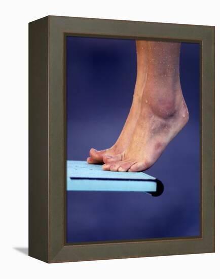 Detail of Divers Feet on the Diving Board-null-Framed Premier Image Canvas