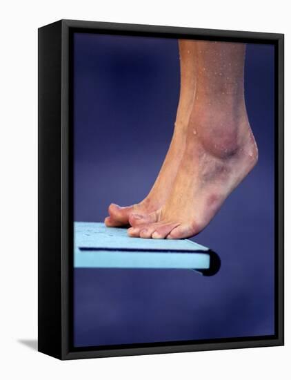 Detail of Divers Feet on the Diving Board-null-Framed Premier Image Canvas