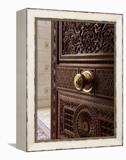 Detail of Door Inside the Sultan Qaboos Hall, Al-Ghubrah or Grand Mosque, Muscat, Oman, Middle East-Gavin Hellier-Framed Premier Image Canvas