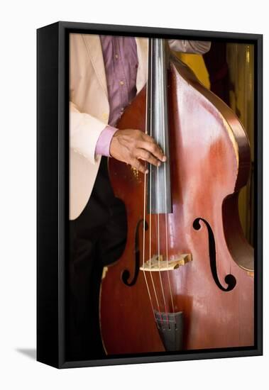 Detail of Double Bass Being Played by a Local Musician in Bar El Floridita-Lee Frost-Framed Premier Image Canvas