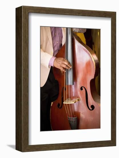 Detail of Double Bass Being Played by a Local Musician in Bar El Floridita-Lee Frost-Framed Photographic Print