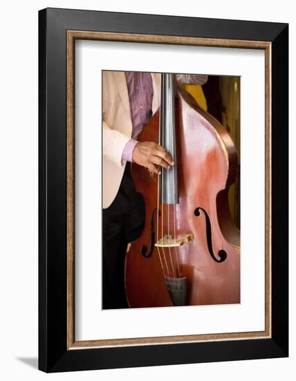 Detail of Double Bass Being Played by a Local Musician in Bar El Floridita-Lee Frost-Framed Photographic Print