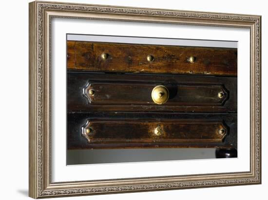 Detail of Drawers of Walnut Library Table, Made in Bologna, Italy, 16th Century-null-Framed Giclee Print