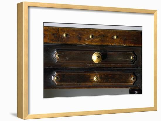 Detail of Drawers of Walnut Library Table, Made in Bologna, Italy, 16th Century-null-Framed Giclee Print