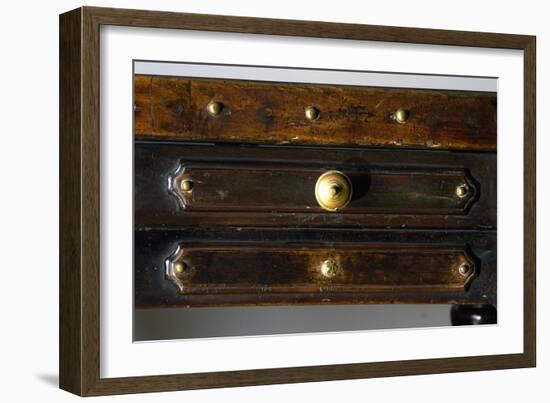 Detail of Drawers of Walnut Library Table, Made in Bologna, Italy, 16th Century-null-Framed Giclee Print