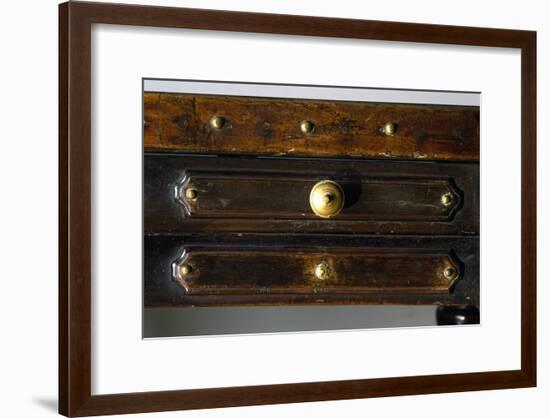 Detail of Drawers of Walnut Library Table, Made in Bologna, Italy, 16th Century-null-Framed Giclee Print