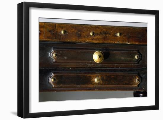 Detail of Drawers of Walnut Library Table, Made in Bologna, Italy, 16th Century-null-Framed Giclee Print