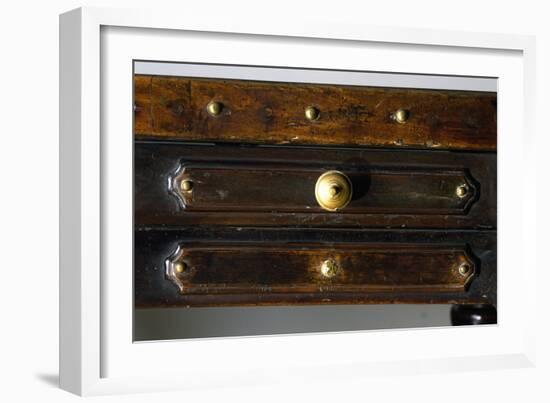 Detail of Drawers of Walnut Library Table, Made in Bologna, Italy, 16th Century-null-Framed Giclee Print