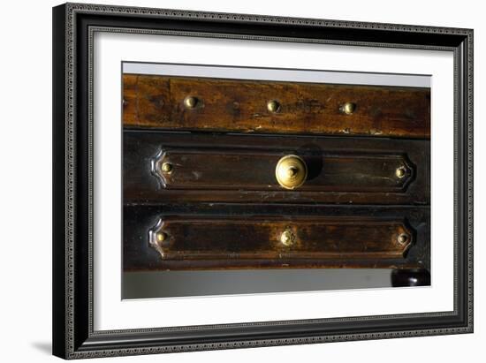 Detail of Drawers of Walnut Library Table, Made in Bologna, Italy, 16th Century-null-Framed Giclee Print