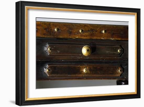 Detail of Drawers of Walnut Library Table, Made in Bologna, Italy, 16th Century-null-Framed Giclee Print