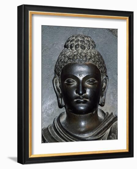 Detail of Face of Buddha Statue from Archaeological Site in Lahore, Pakistan-null-Framed Giclee Print