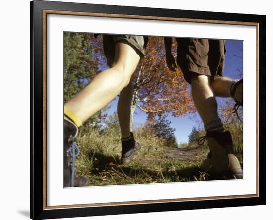 Detail of Feet of Couple Hiking, Woodstock, New York, USA-Chris Cole-Framed Photographic Print