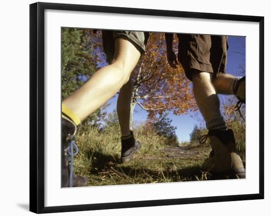 Detail of Feet of Couple Hiking, Woodstock, New York, USA-Chris Cole-Framed Photographic Print