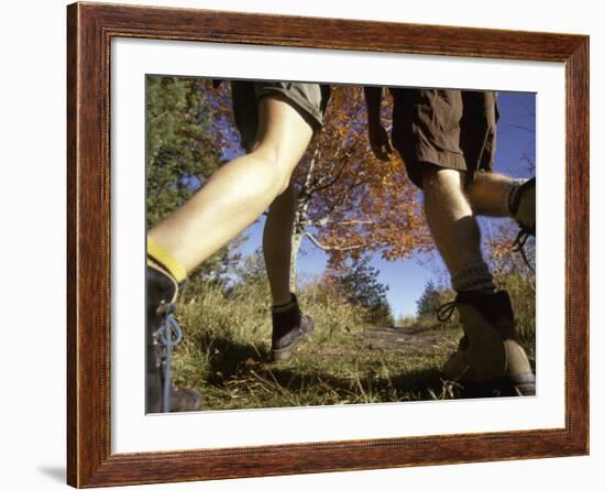 Detail of Feet of Couple Hiking, Woodstock, New York, USA-Chris Cole-Framed Photographic Print