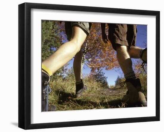 Detail of Feet of Couple Hiking, Woodstock, New York, USA-Chris Cole-Framed Photographic Print