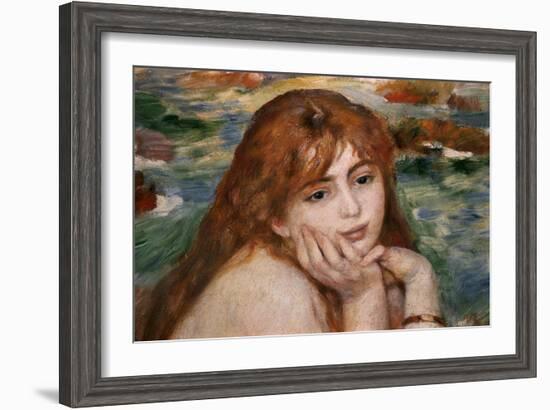 Detail of Female Figure's Head from Seated Bather-Pierre-Auguste Renoir-Framed Giclee Print