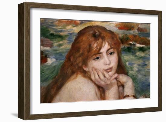 Detail of Female Figure's Head from Seated Bather-Pierre-Auguste Renoir-Framed Giclee Print