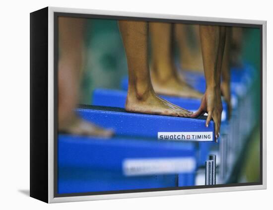 Detail of Female Swimmers at the Start of a Race-null-Framed Premier Image Canvas