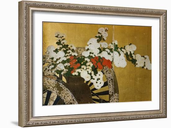 Detail of Flower Carts Edo Period Screen-null-Framed Giclee Print