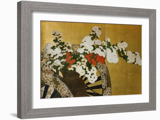 Detail of Flower Carts Edo Period Screen-null-Framed Giclee Print