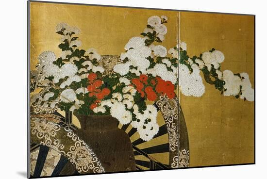 Detail of Flower Carts Edo Period Screen-null-Mounted Giclee Print