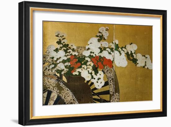 Detail of Flower Carts Edo Period Screen-null-Framed Giclee Print